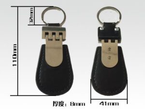 RFID Anti-shock Logo Print Leather Keychain