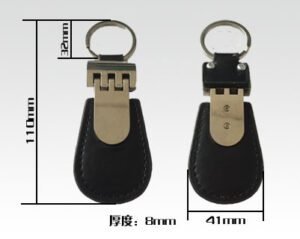 RFID Anti-shock Logo Print Leather Keychain